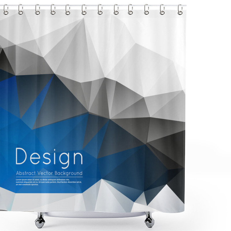 Personality  Abstract Composition, White, Blue, Grey Polygonal Wallpaper, Creative Figure Surface, Crystal Facet Icon, Title Sequence, Startup Display, Screen Saver, Banner Form, Flier Fashion, EPS10 Vector Image Shower Curtains