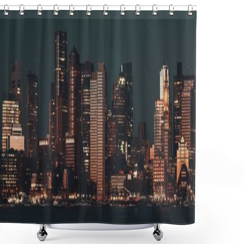 Personality  Boston Skyline View At Night With Historical Buildings In Massachusettes USA Shower Curtains