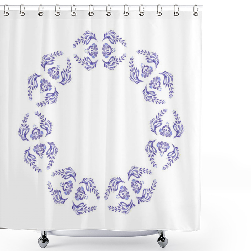 Personality  Ukrainian Blue Wreath.  Shower Curtains