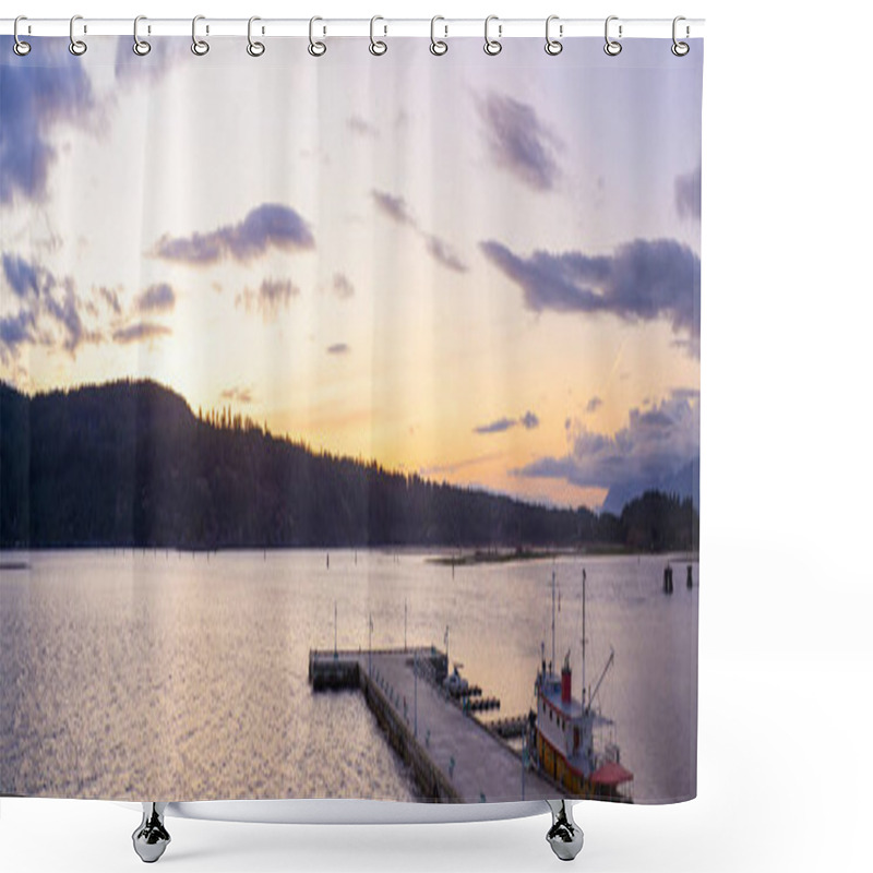 Personality  Panoramic View Of Port Alberni Dock At Sunset, Taken In Vancouver Island, BC, Canada Shower Curtains