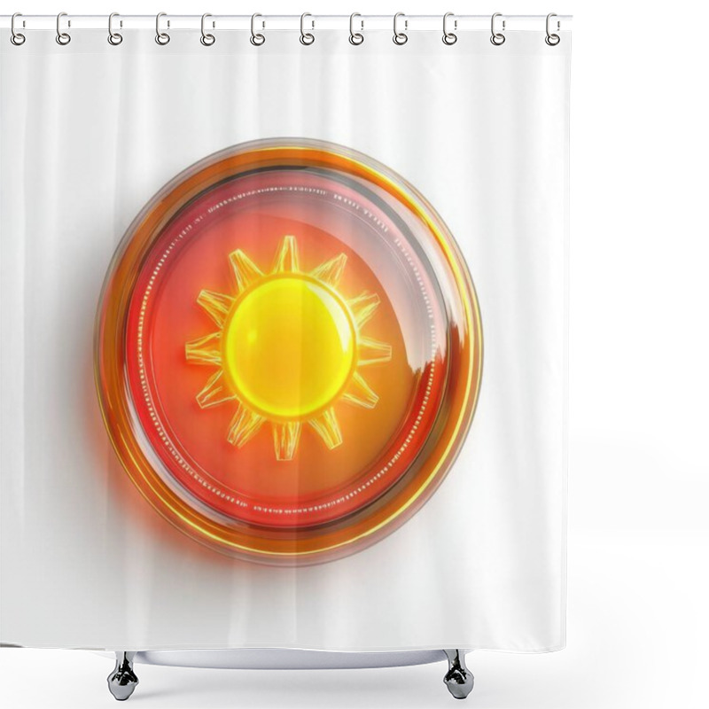 Personality  A Bright Yellow Sun Icon With A Radiant Orange Background, Symbolizing Warmth And Energy. Shower Curtains