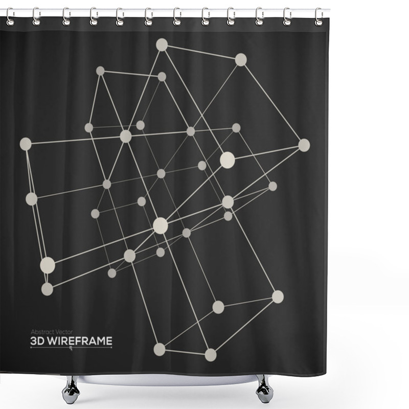 Personality  Wireframe Mesh Cubes Shower Curtains