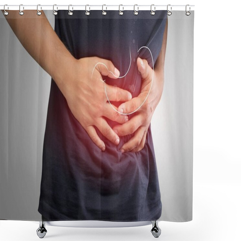 Personality  The Photo Of Gastritis Is On The Man's Body. Shower Curtains