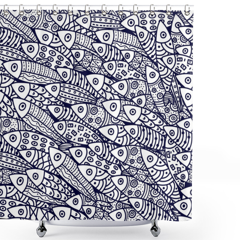 Personality  Fish Vector Seamless Pattern. Shower Curtains