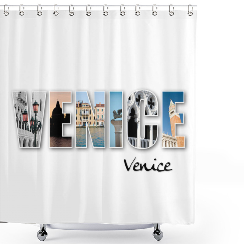 Personality  'VENICE' Collage Of Different Famous Locations Shower Curtains