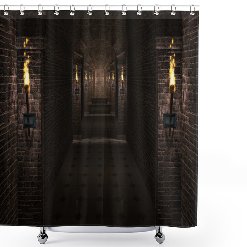 Personality  Dark Castle Corridor Shower Curtains