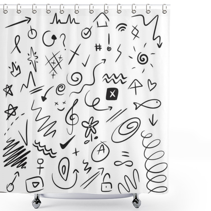 Personality  Hand Drawn Abstract Scribble Doodles Shower Curtains