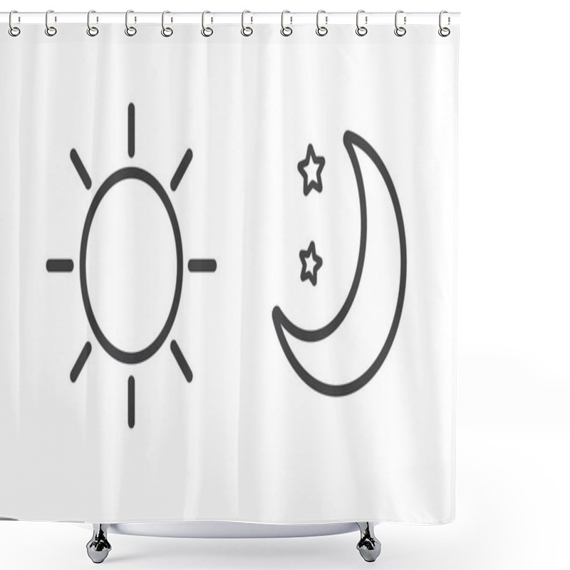 Personality  Sun And Moon Icon Isolated On White Background. Day And Night. Vector Illustration. Shower Curtains