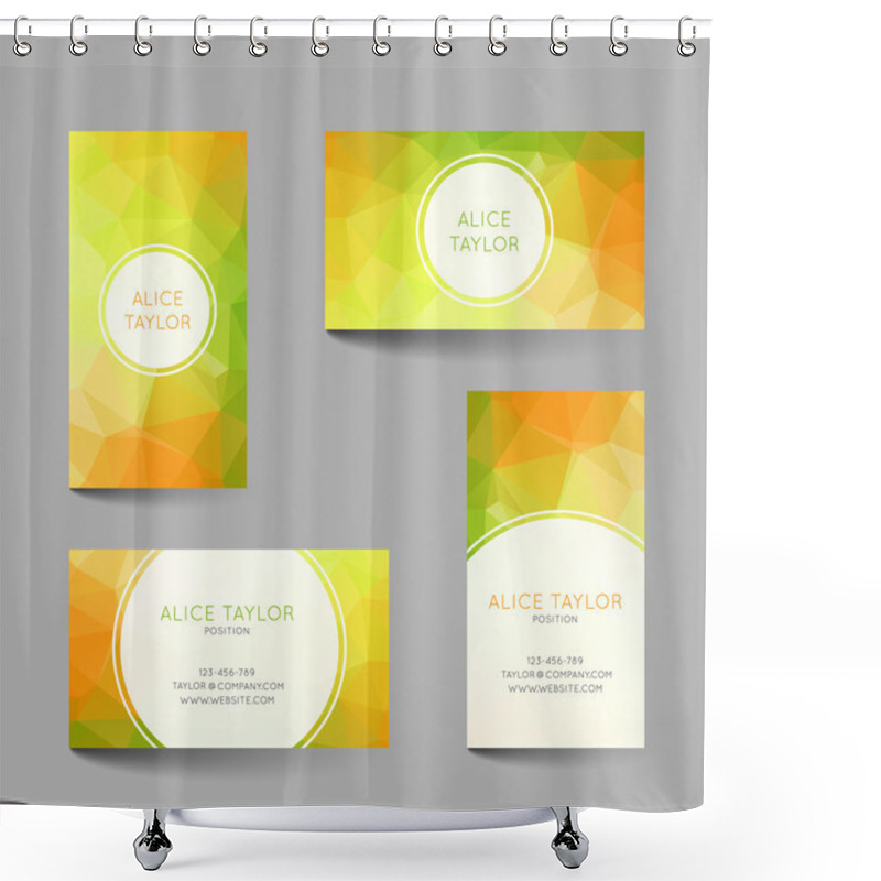 Personality  Set Of Business Cards Low Poly Design Shower Curtains