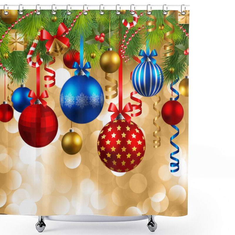 Personality  Christmas Background With Baubles Shower Curtains