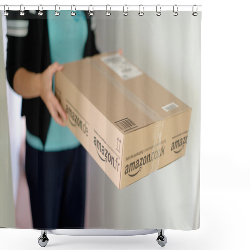 Personality  Woman Receiving Parcel Shower Curtains