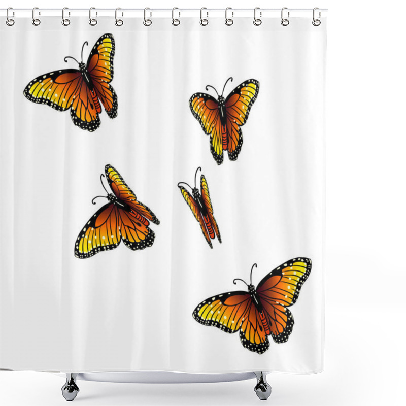 Personality  Flying Orange Butterflies. Vector Illustration Shower Curtains