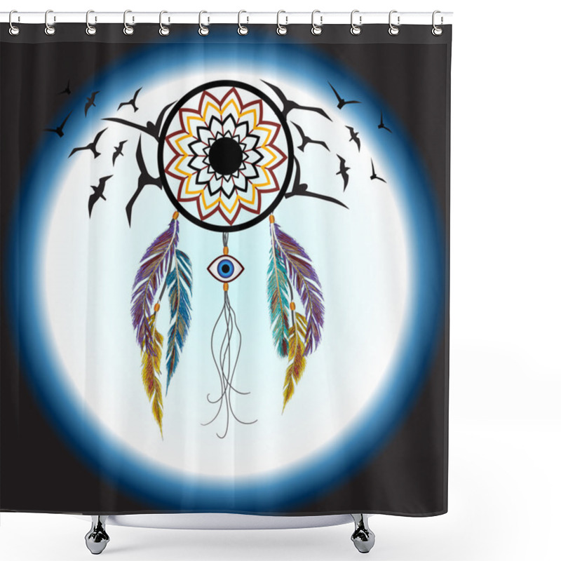 Personality  Dreams Catcher With An Amulet Against The Evil Eye. Shower Curtains