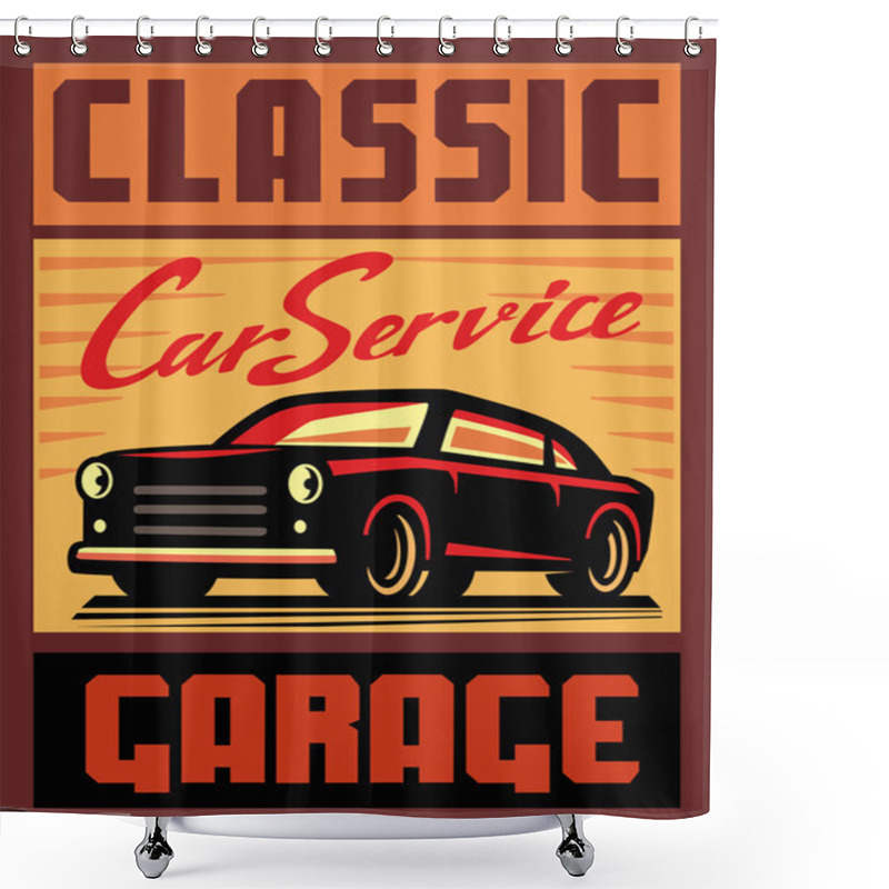 Personality  Vector Retro Car Shower Curtains