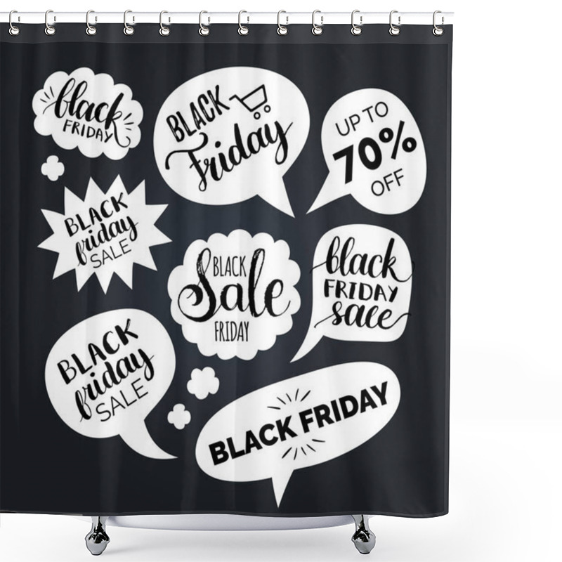 Personality  Black Friday Letterings Set Shower Curtains