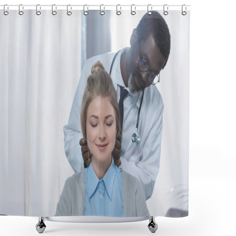 Personality  Doctor Palpating Lymph Nodes  Shower Curtains