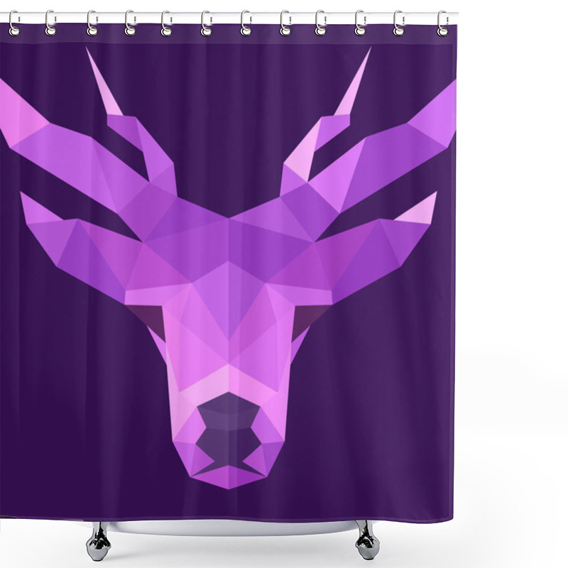 Personality  Deer Polygons Horned Animal Head Illustration Logo Low Poly Modern Style Sign Shower Curtains