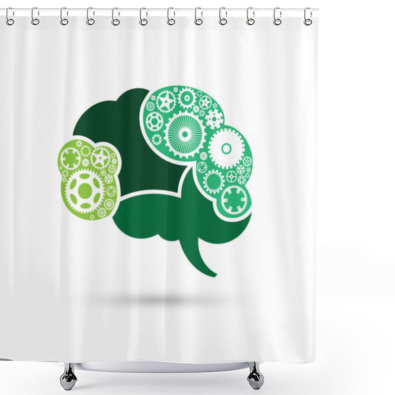 Personality  Brain Icon With Mechanisms. Vector Illustration. Shower Curtains