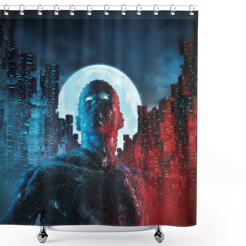 Personality  Urban Android Moon Shower Curtains