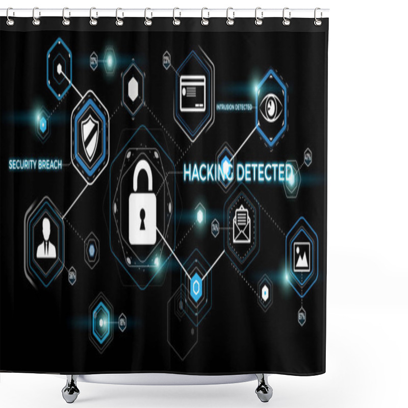 Personality  3D Rendering Hacking Technology Interface Shower Curtains