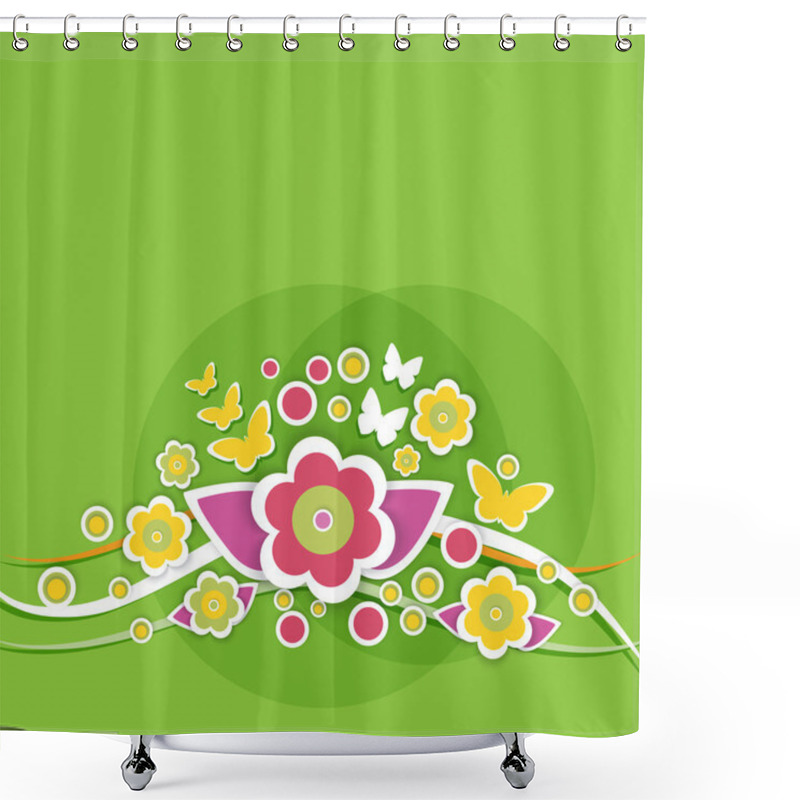 Personality  Spring Floral Background. Vector Illustration  Shower Curtains