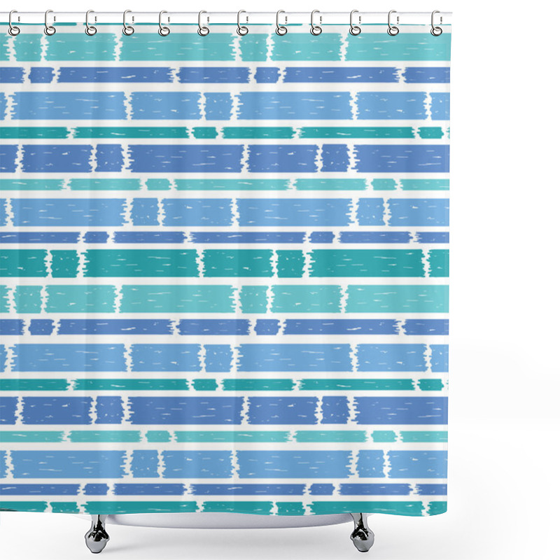 Personality  Blue Paint Horizontal Stripes Seamless Pattern Background Shower Curtains