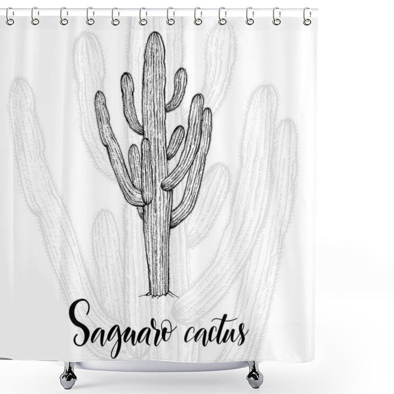 Personality  Hand Drawn Saguaro Cactus Shower Curtains