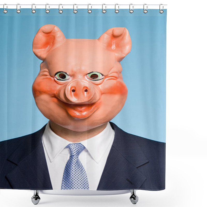 Personality  Businessman Wearing A Pig Mask Shower Curtains