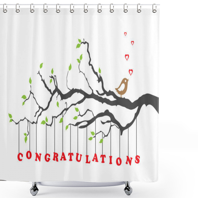 Personality  Congratulations Greeting Card With Bird Shower Curtains