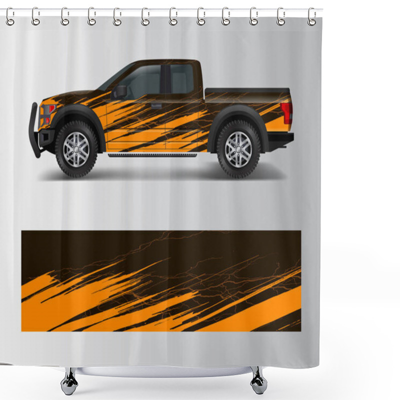 Personality  Pickup Truck Graphic Vector. Abstract Shape With Grunge Design For Vehicle Vinyl Wrap Shower Curtains