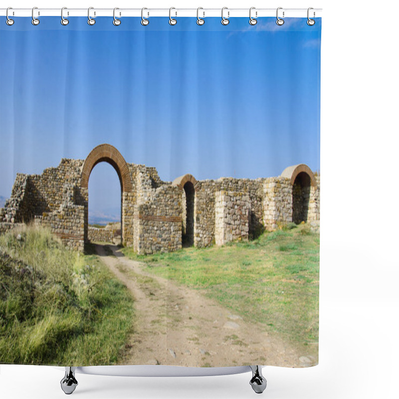 Personality  Ancient Town Ruins And Path Through Arced Stone Gate Shower Curtains