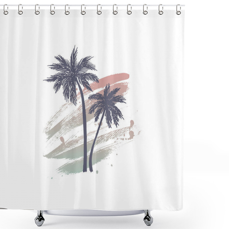 Personality  Hand Drawn Palm Trees Shower Curtains