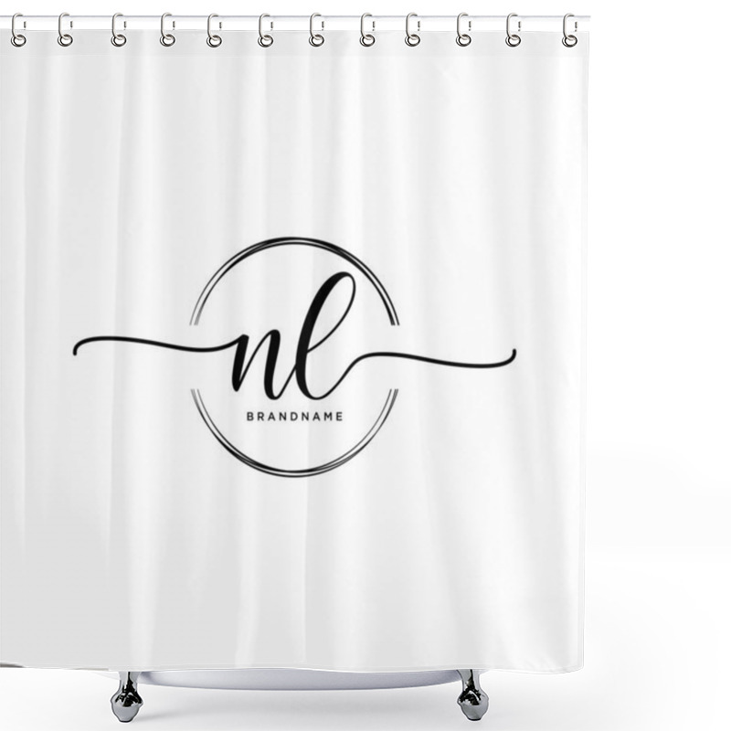 Personality  NL Handwriting Logo With Circle Template Vector. Shower Curtains