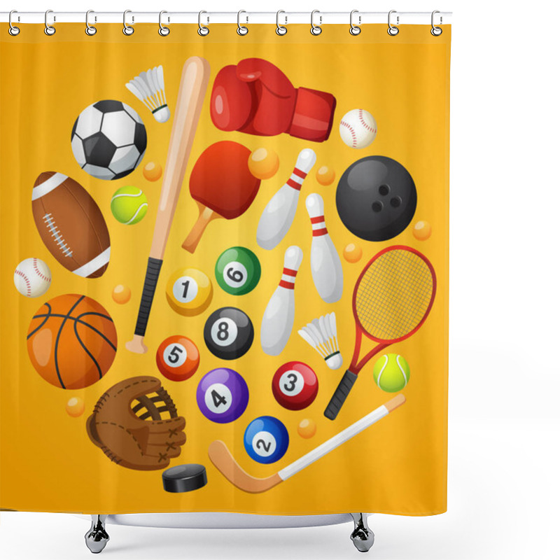 Personality  Sport Lover Set With Sport Equipment  Shower Curtains