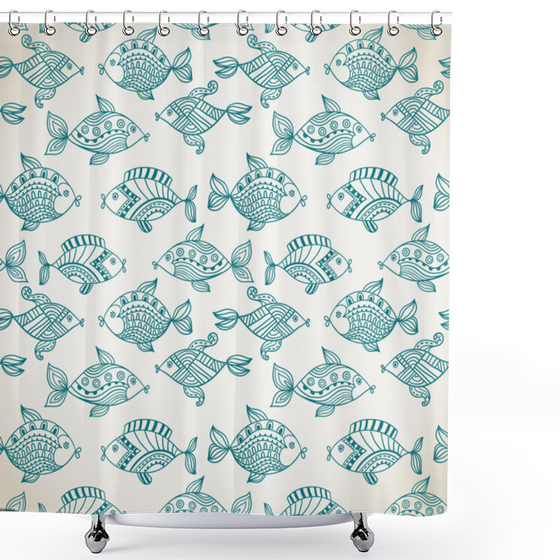 Personality  Fish Pattern In Abstract Style Shower Curtains