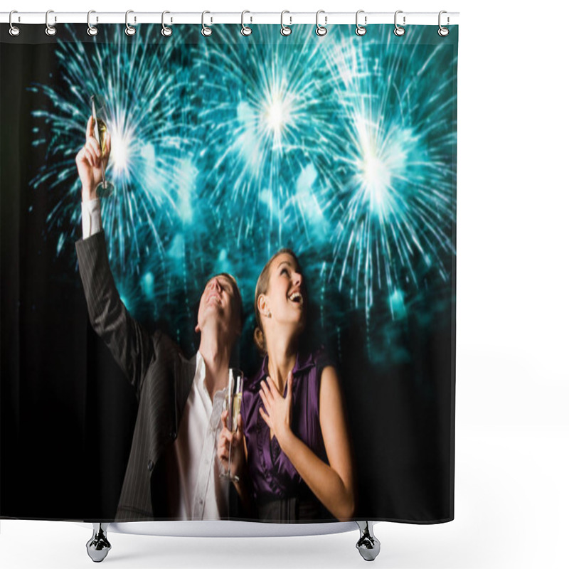 Personality  New Years Couple Shower Curtains