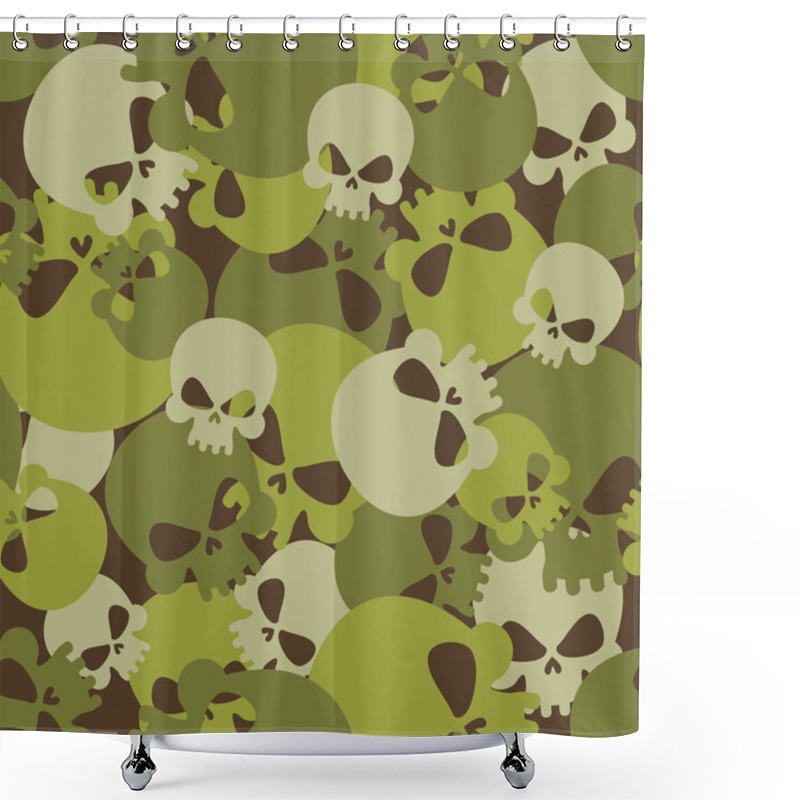 Personality  Military Texture Of Skulls. Camouflage Army Seamless Pattern Fro Shower Curtains