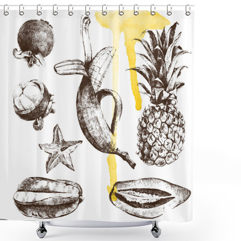 Personality  Hand Drawn Tropical Fruits Shower Curtains