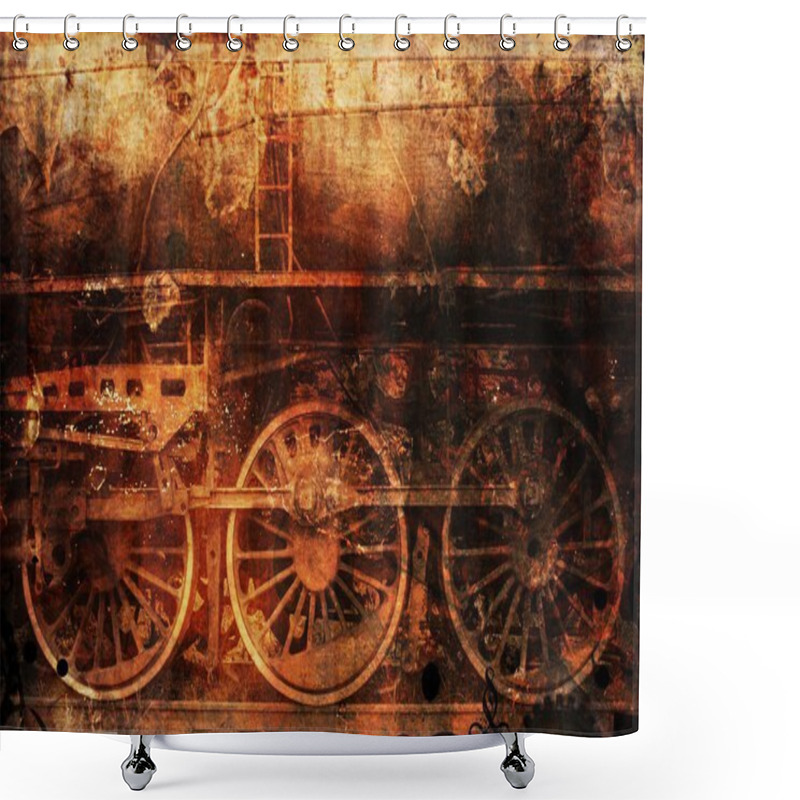 Personality  Rusty Train Industrial Steam-punk Background Shower Curtains