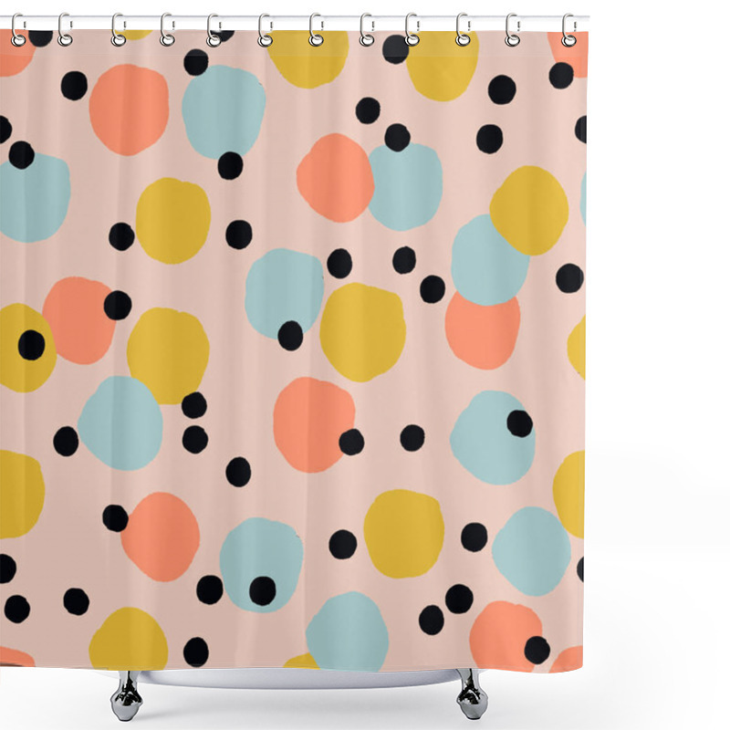 Personality  Abstract Pattern With Bright Dots On Pink Background, Vector Illustration Shower Curtains