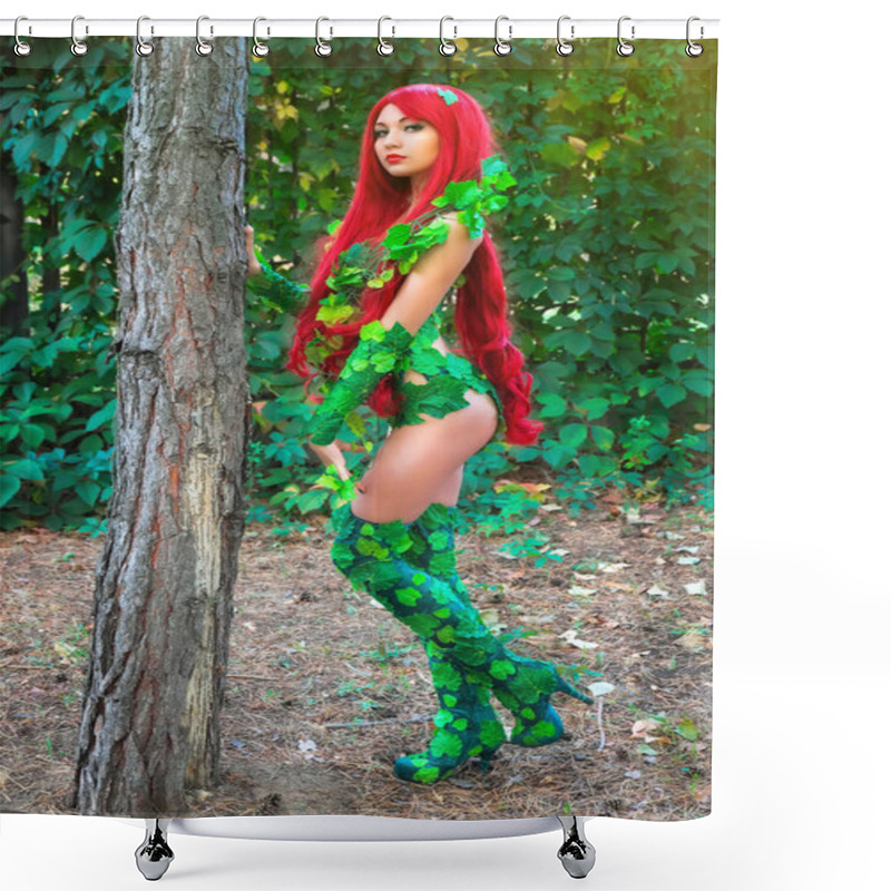 Personality  Portrait Of Sexy Super Hero Female Cosplay Character.  Shower Curtains