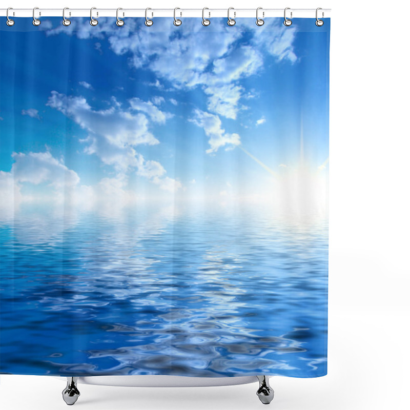 Personality  Sunny Sky Background And Water Shower Curtains