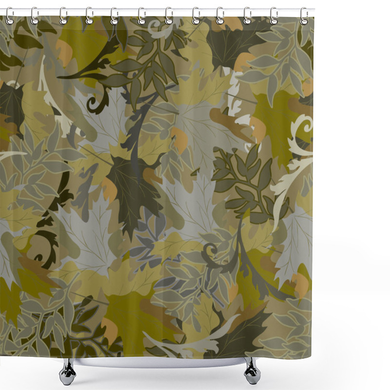 Personality  Khaki Background With Autumn Leaves Shower Curtains