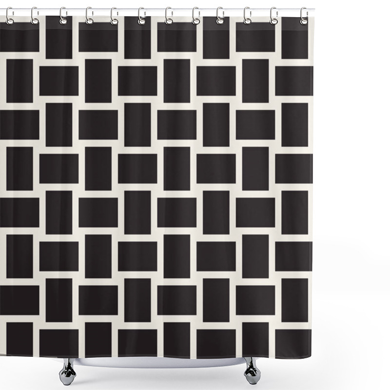 Personality  Crosshatch Vector Seamless Geometric Pattern. Crossed Graphic Rectangles Background. Checkered Motif. Seamless Black And White Texture Of Crosshatched Lines. Trellis Simple Fabric Print. Shower Curtains