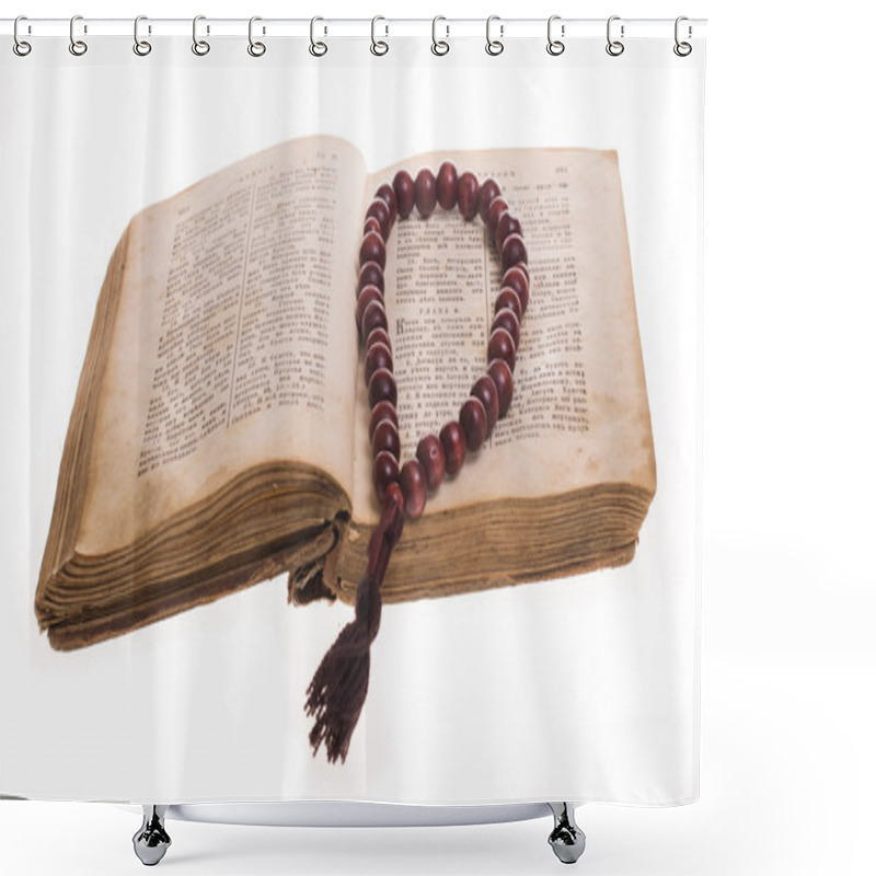 Personality  Open Bible And Rosary Shower Curtains