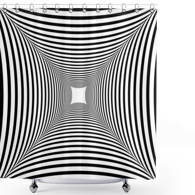 Personality  Monochrome Geometric Background. Optical Art. Shower Curtains