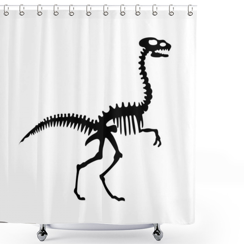 Personality  Vector Silhouette Of Dinosaurs Skeleton. Hand Drawn Dino Skeleton. Dinosaur Bones, Exhibit Fossils In The Museum Shower Curtains