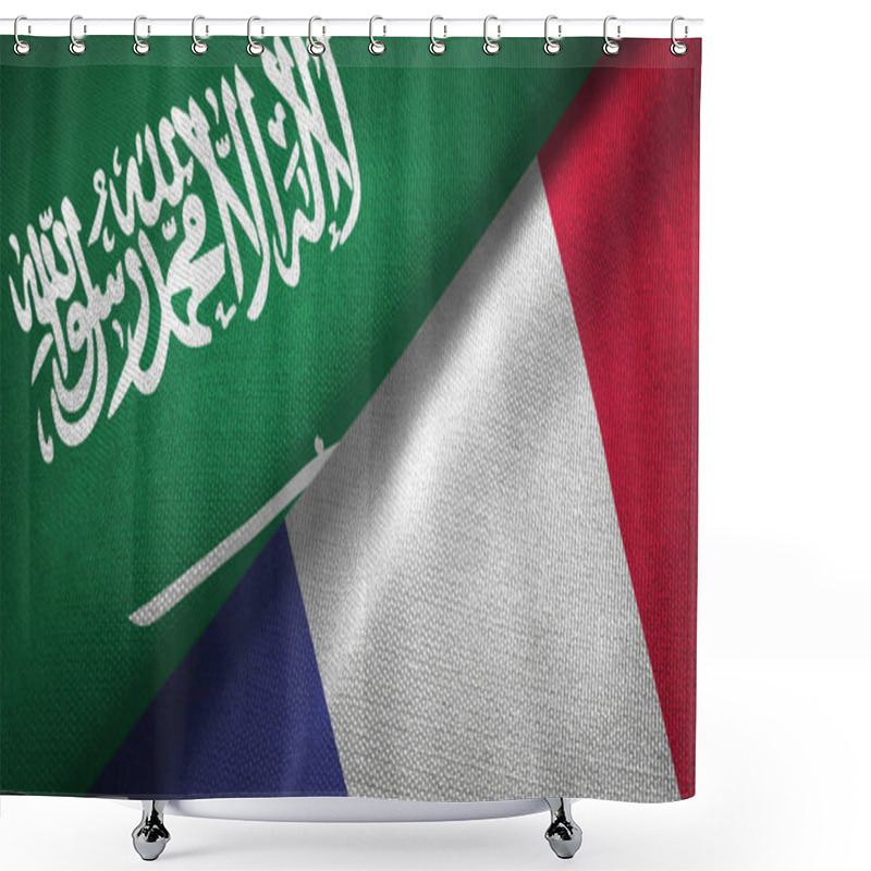 Personality  France And Saudi Arabia Flags Together Relations Textile Cloth Fabric Texture Shower Curtains