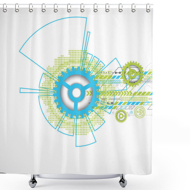 Personality  Abstract Technology Gears Background Shower Curtains