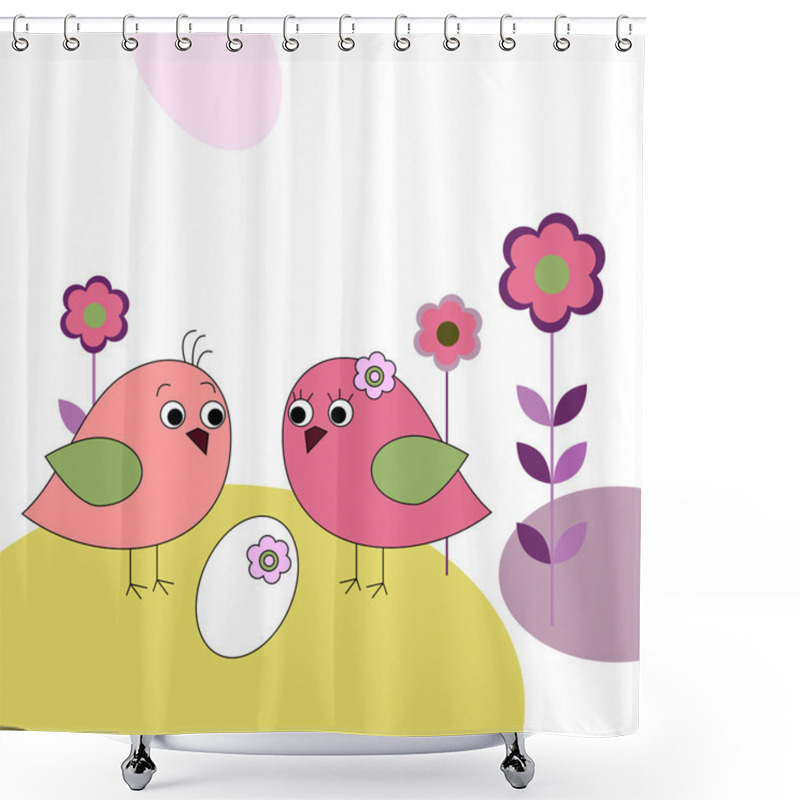 Personality  Family Of Birds And Eggs Shower Curtains